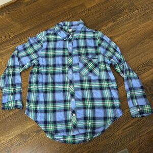 NWOT Aerie Blue & Green Flannel - Size Small